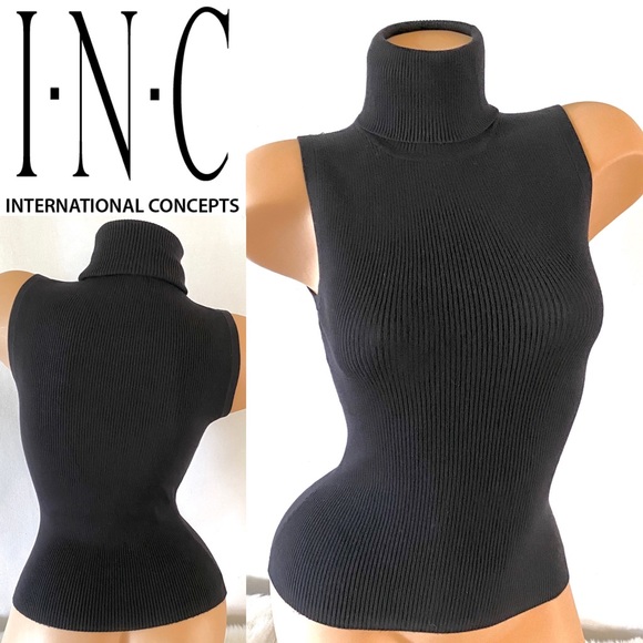 INC International Concepts Sweaters - INC Petite Ribbed Sleeveless Turtleneck